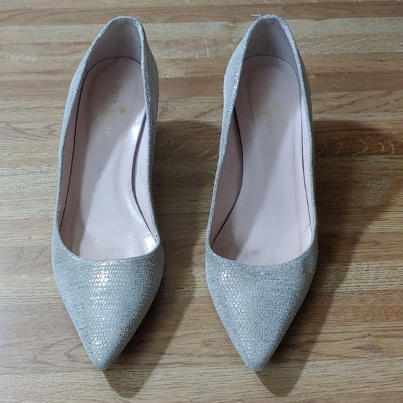 kate spade Madelyne Gold Shimmer Heels 5.5 - Picture 2 of 12
